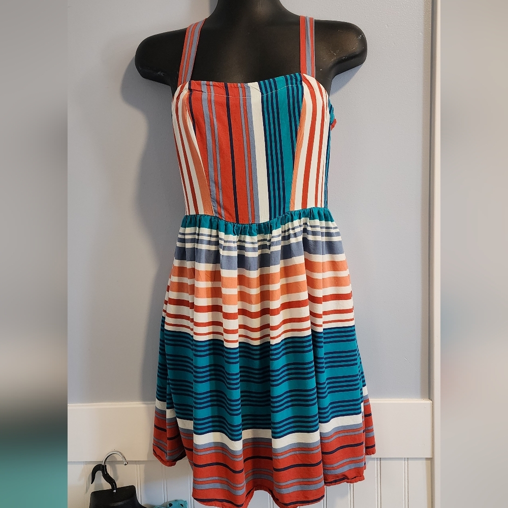 Gypsies & Moondust Vibrant Striped Dress Women's Size Small